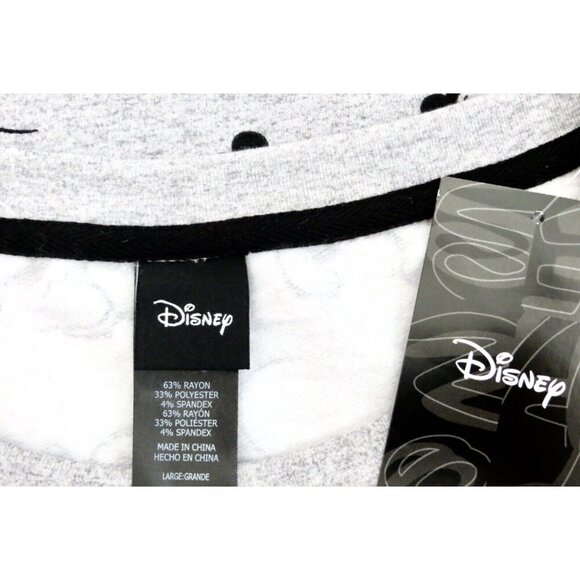 NEW! Disney Women's 2 Piece Mickey Mouse Pajama Set Grey Black Red SZ L - Picture 9 of 9